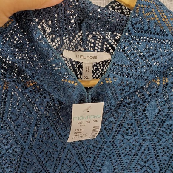 Maurices Green Lace Turtleneck Top XL NWT Sheer - Picture 4 of 4